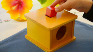 Giáo cụ hộp Imbucare - hình lập phương giúp rèn luyện tính tập trung của bé