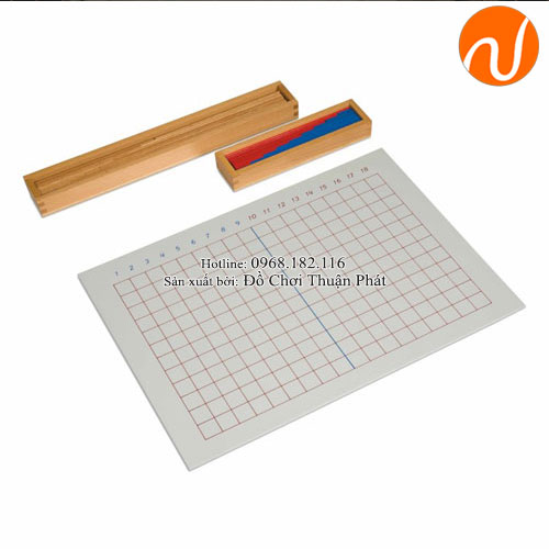 Giáo cụ montessori bảng phép tính trừ với thanh số GC36-172