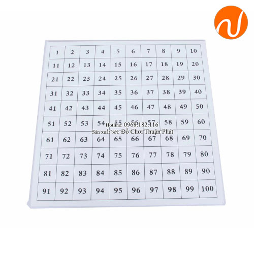Giáo cụ montessori bảng hướng dẫn cho bảng số từ 1-100 GC36-1522