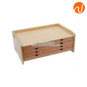 Giáo cụ tủ gỗ đựng khay hình lá GC36-310 giúp đựng các khay và lá bên trong