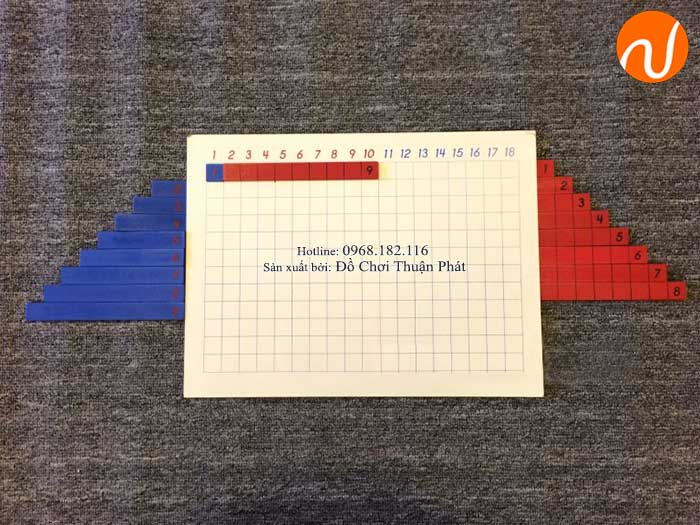 Hướng dẫn sử dụng giáo cụ Montessori bảng phép tính cộng với các thanh số-5