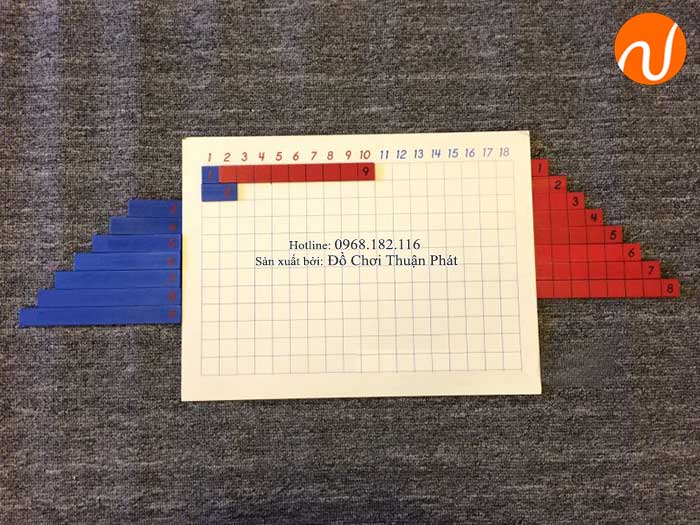 Hướng dẫn sử dụng giáo cụ Montessori bảng phép tính cộng với các thanh số-6