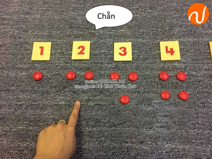Hướng dẫn sử dụng giáo cụ Montessori thẻ số và hạt chấm đỏ-4