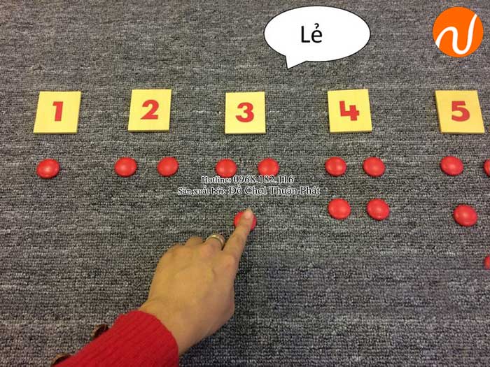 Hướng dẫn sử dụng giáo cụ Montessori thẻ số và hạt chấm đỏ-6
