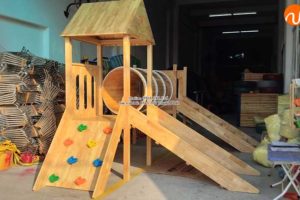 Sản xuất nhà khối cầu trượt bằng gỗ cho khách tại Bắc Giang