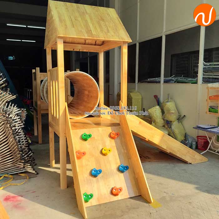 Sản xuất nhà khối cầu trượt bằng gỗ cho khách tại Bắc Giang-4
